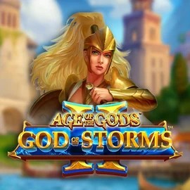 Official Slots logo: Age Of The Gods: God Of Storms 2 by Playtech at Vegasino Casino
